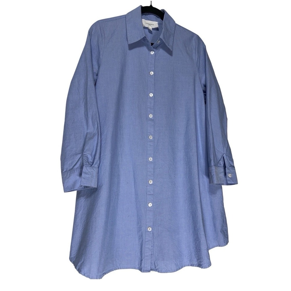 Tuckernuck Pomander Place Blue Cotton Button Long Sleeve Pocket Shirt Dress XS